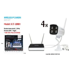 KIT TELECAMERE VIDEOSORVEGLIANZA WIFI WIRELESS HD IP NVR FINO 100M MAXTECH KIT-W001