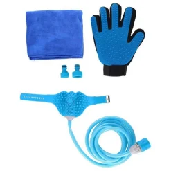 KIT TOELETTATURA PULIZIA LAVAGGIO CANI E GATTI DOCCIA GUANTO PELI E ASCIUGAMANO