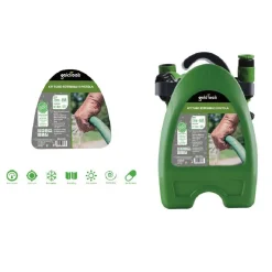 KIT TUBO ESTENSIBILE AVVOLGIBILE 7.6MT PISTOLA IRRIGAZIONE GIARDINO STAFFA 57516
