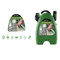 KIT TUBO ESTENSIBILE AVVOLGIBILE PISTOLA IRRIGAZIONE GIARDINO 10MT STAFFA 57515