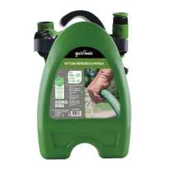 KIT TUBO ESTENSIBILE AVVOLGIBILE PISTOLA IRRIGAZIONE GIARDINO 10MT STAFFA 57515