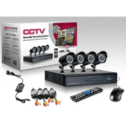 KIT VIDEOSORVEGLIANZA CCD DVR 4 CANALI TELECAMERA INFRAROSSI IR 24 LED LAN 3G