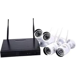 KIT VIDEOSORVEGLIANZA HD NVR WIFI A 4 CANALI CON 4 TELECAMERE INCLUSE AHD 1,3 MP