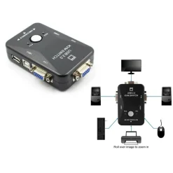 KVM SWITCH 2 PORTE USB2.0 PER PC TASTIERA MOUSE MONITOR VGA STAMPANTE BOX