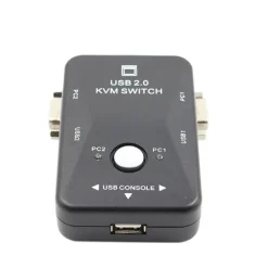 KVM SWITCH 2 PORTE USB2.0 PER PC TASTIERA MOUSE MONITOR VGA STAMPANTE BOX