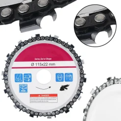 LAMA DISCO TAGLIO LEGNO A CATENA PER SMERIGLIATRICE ANGOLARE 115 X 22 MM