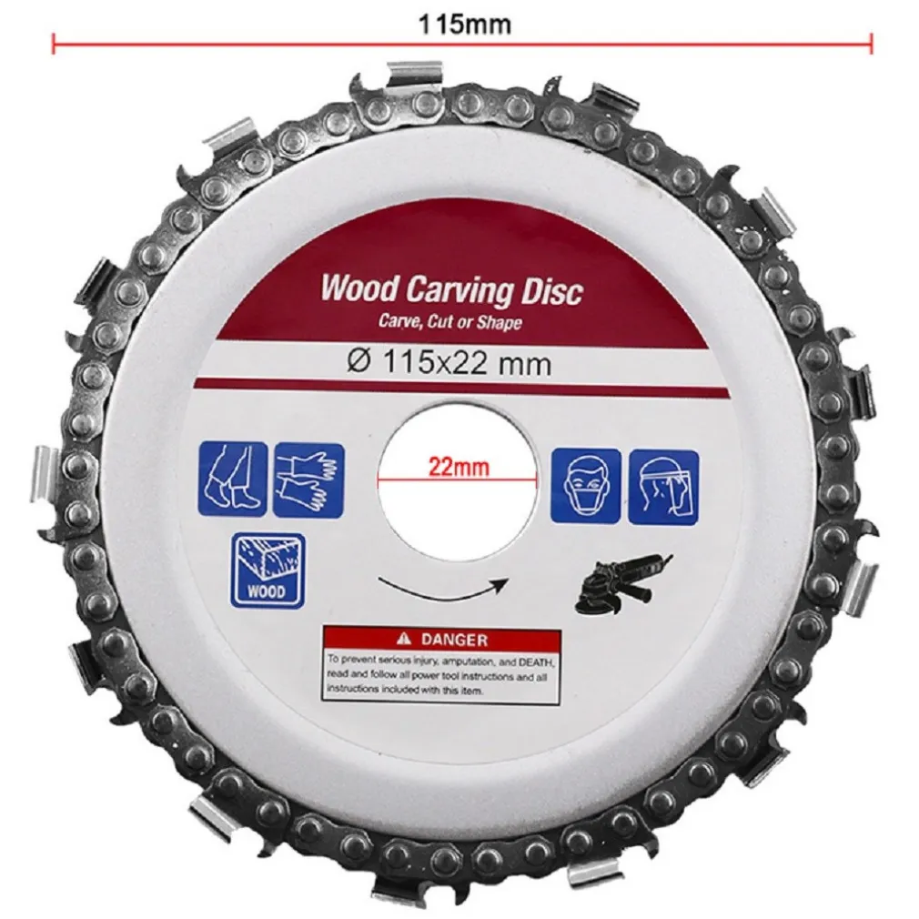 LAMA DISCO TAGLIO LEGNO A CATENA PER SMERIGLIATRICE ANGOLARE 115 X 22 MM