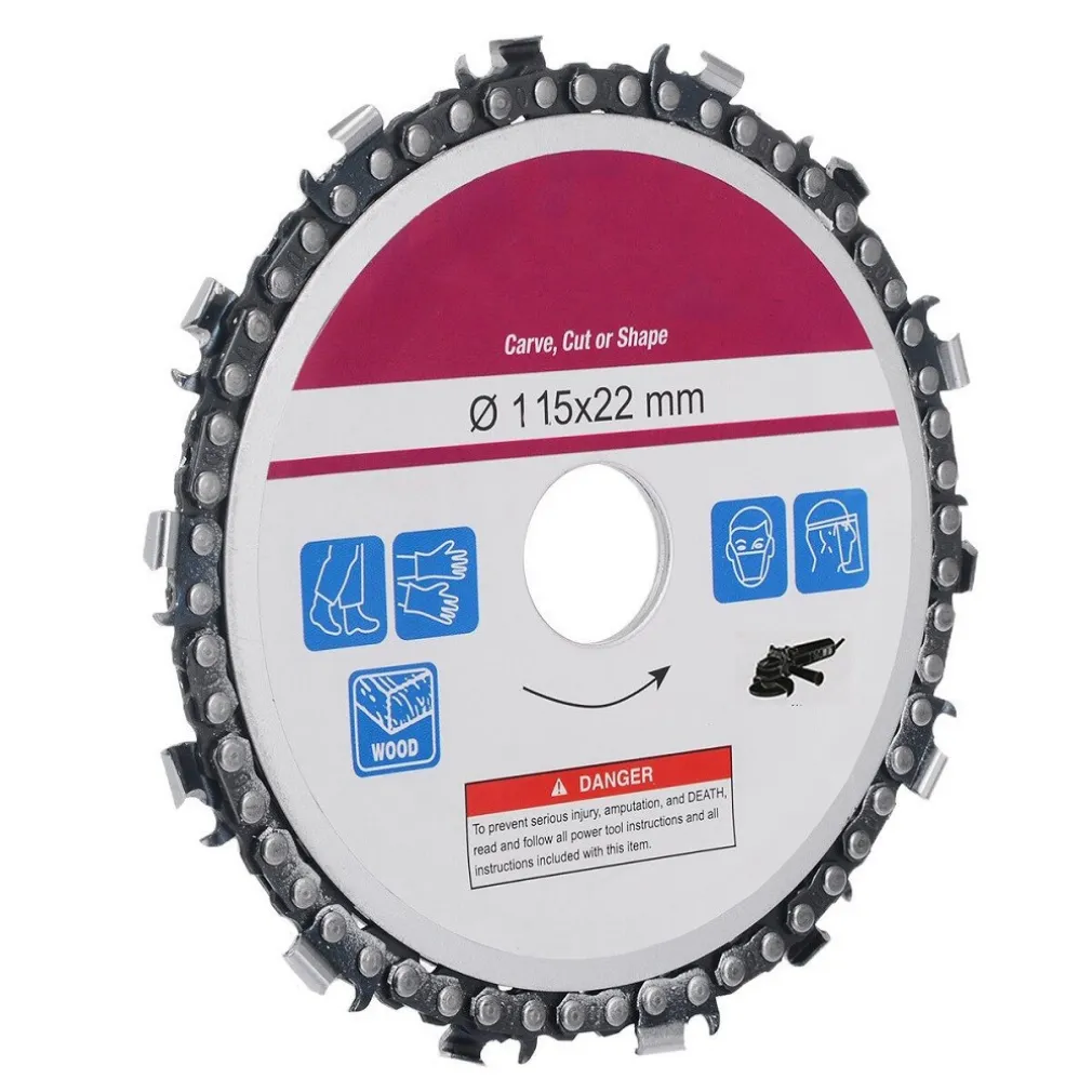 LAMA DISCO TAGLIO LEGNO A CATENA PER SMERIGLIATRICE ANGOLARE 115 X 22 MM