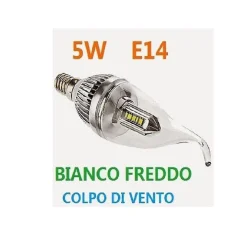 LAMPADA 20 LED 5W COLPO SOFFIO DI VENTO  E14 TRASPARENTE LAMPADINA BIANCO FREDDO
