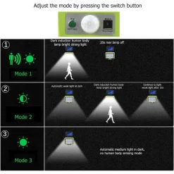 LAMPADA A ENERGIA SOLARE SENSORE MOVIMENTO 3 MODALITÀ IMPERMEABILE SCALE GIARDINO