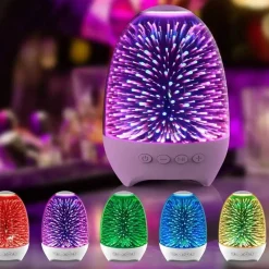 LAMPADA A LED LUCE NOTTE 3D CASSA BLUETOOTH INTEGRATA EFFETTO FUOCHI ARTIFICIO