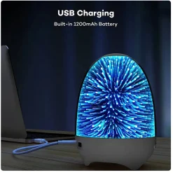 LAMPADA A LED LUCE NOTTE 3D CASSA BLUETOOTH INTEGRATA EFFETTO FUOCHI ARTIFICIO
