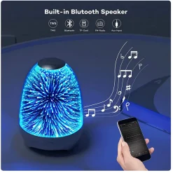 LAMPADA A LED LUCE NOTTE 3D CASSA BLUETOOTH INTEGRATA EFFETTO FUOCHI ARTIFICIO