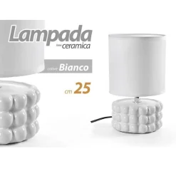 LAMPADA ABAT JOUR TAVOLO COMODINO E14 BASE CERAMICA RILIEVO LUX 25 X 15CM 837418