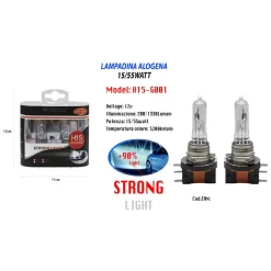 LAMPADA ALOGENA PER AUTO 15/55WATT H15 12 V LUCE CALDA RICAMBIO MAXTECH H15-G001