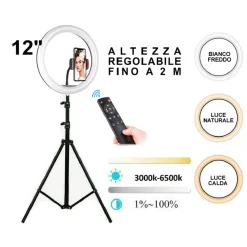 LAMPADA ANELLO RING LED YQ-320B SELFIE TREPPIEDI REGOLABILE + TELECOMANDO