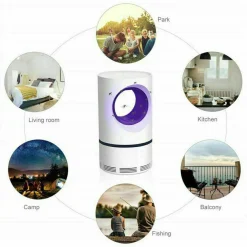 LAMPADA ANTI ZANZARE INSETTI MOSCHE ZANZARIERA ELETTRICA USB LED ASPIRATORE FAN