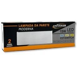 LAMPADA APPLIQUE LED BIANCA MURO 15W IP20 DOPPIO LED CCT SWITCH CAMBIA COLORE LUCE E57-B3C