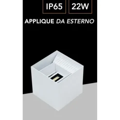LAMPADA APPLIQUE LED MURO 22W DOPPIA EMISSIONE CCT 3IN1 LUCE SELEZIONABILE ESTERNO ES66-3C