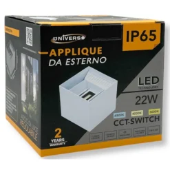 LAMPADA APPLIQUE LED MURO 22W DOPPIA EMISSIONE CCT 3IN1 LUCE SELEZIONABILE ESTERNO ES66-3C
