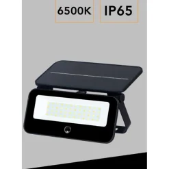 LAMPADA APPLIQUE PROIETTORE LED MURO CON PANNELLO SOLARE SENSORE PIR ESTERNO IP65 TK13-50F