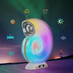 LAMPADA CARICABATTERIE WIRELESS ALTOPARLANTE PORTATILE LUCE NOTTURNA CONCHIGLIA