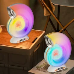 LAMPADA CARICABATTERIE WIRELESS ALTOPARLANTE PORTATILE LUCE NOTTURNA CONCHIGLIA