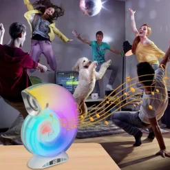 LAMPADA CARICABATTERIE WIRELESS ALTOPARLANTE PORTATILE LUCE NOTTURNA CONCHIGLIA