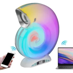 LAMPADA CARICABATTERIE WIRELESS ALTOPARLANTE PORTATILE LUCE NOTTURNA CONCHIGLIA