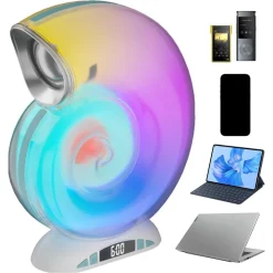 LAMPADA CARICABATTERIE WIRELESS ALTOPARLANTE PORTATILE LUCE NOTTURNA CONCHIGLIA