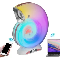 LAMPADA CARICABATTERIE WIRELESS ALTOPARLANTE PORTATILE LUCE NOTTURNA CONCHIGLIA