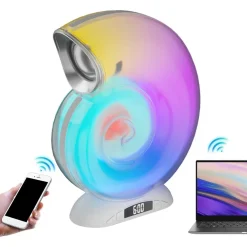 LAMPADA CARICABATTERIE WIRELESS ALTOPARLANTE PORTATILE LUCE NOTTURNA CONCHIGLIA