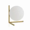 LAMPADA COMODINO MINIMALISTA LUME DECORATIVO IN METALLO BRONZO SFERA VETRO G9 D34