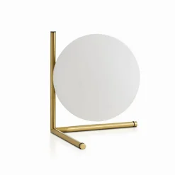 LAMPADA COMODINO MINIMALISTA LUME DECORATIVO IN METALLO BRONZO SFERA VETRO G9 D34