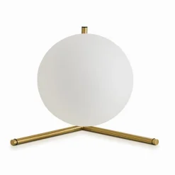 LAMPADA COMODINO MINIMALISTA LUME DECORATIVO IN METALLO BRONZO SFERA VETRO G9 D34