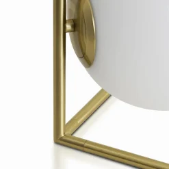 LAMPADA COMODINO MINIMALISTA LUME DECORATIVO IN METALLO BRONZO SFERA VETRO G9 D34