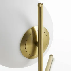 LAMPADA COMODINO MINIMALISTA LUME DECORATIVO IN METALLO BRONZO SFERA VETRO G9 D34
