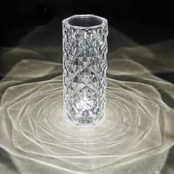 LAMPADA CRISTALLO TOUCH DA TAVOLO A BATTERIE RICARICABILE USB EFFETTO LUCE FIORI