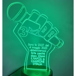 LAMPADA 3D CELEBRATIVA CON COLORI RGB NAPOLI 3 SCUDETTO CAMPIONI D'ITALIA DESIGN