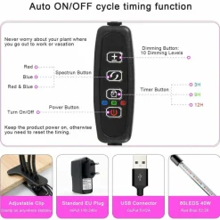 LAMPADA DA COLTIVAZIONE PIANTE A LED 80 LED FLESSIBILE SERRA COLTURA IDROPONICA