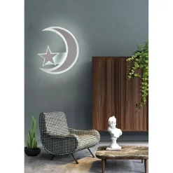 LAMPADA DA PARETE LED LUNA E STELLA APPLIQUE 11W LUCE FREDDA LUME CAMERETTA E47
