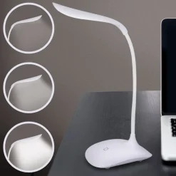 LAMPADA DA SCRIVANIA TOUCH 14 LED BIANCO LUCE REGOLABILE E COLLO ERGONOMICO