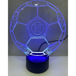 LAMPADA DA TAVOLO A BATTERIE USB PALLONE CALCIO CON STEMMA LOGO NAPOLI CALCIO