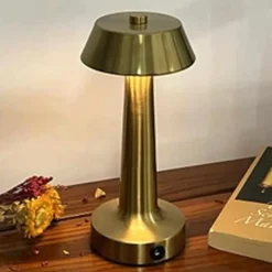 LAMPADA DA TAVOLO A LED DORATO RICARICABILE USB LUME LUCE CALDA PER BAR LOCALI