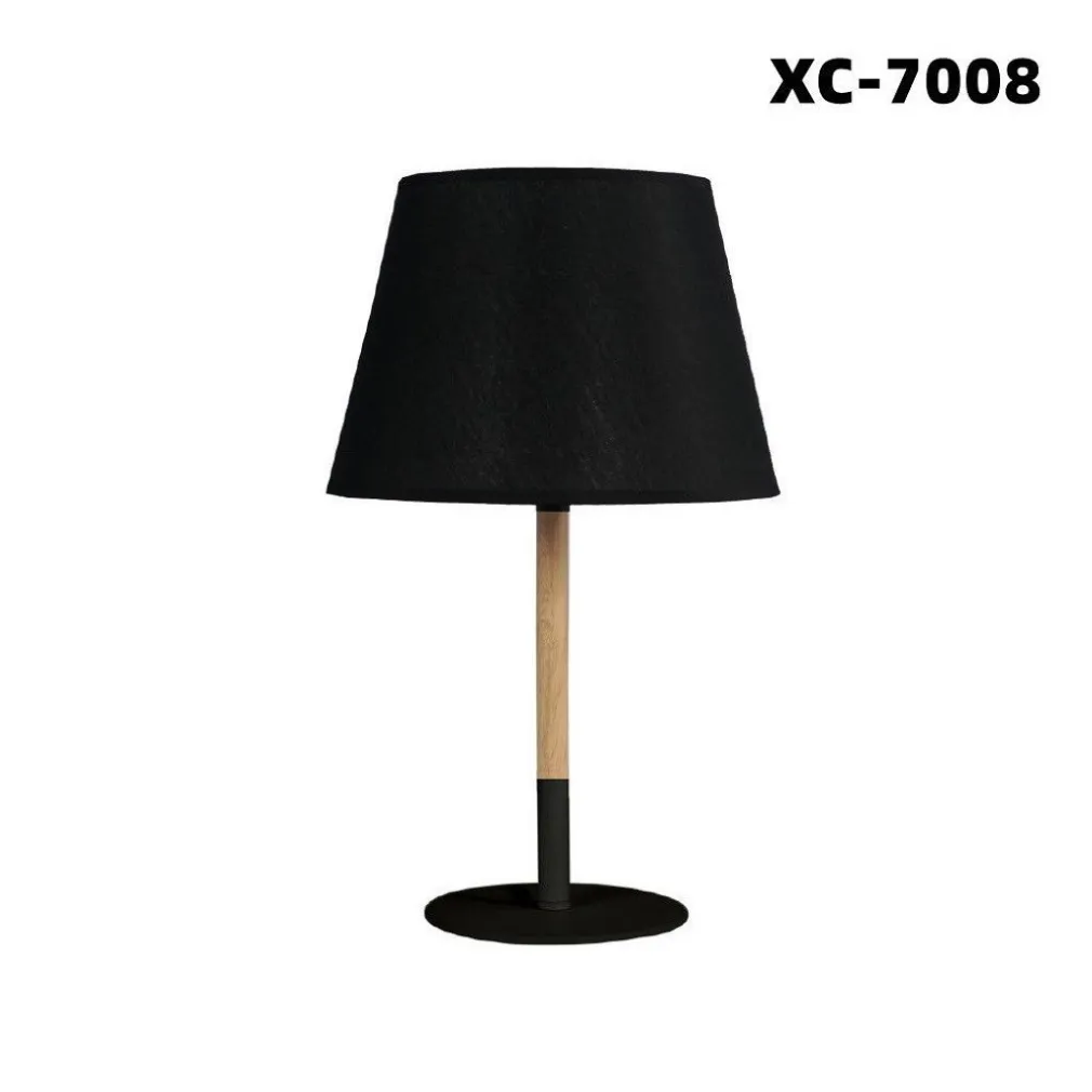 LAMPADA DA TAVOLO ABAT JOUR CON PARALUME IN TESSUTO NERO PORTALAMPADA E27 XC-7008