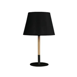 LAMPADA DA TAVOLO ABAT JOUR CON PARALUME IN TESSUTO NERO PORTALAMPADA E27 XC-7008