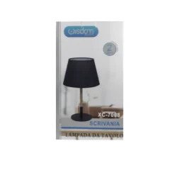 LAMPADA DA TAVOLO ABAT JOUR CON PARALUME IN TESSUTO NERO PORTALAMPADA E27 XC-7008