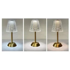 LAMPADA DA TAVOLO CRISTALLO BATTERIA PORTATILE RICARICABILE LUCI LED DIMMERABILE