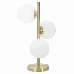 LAMPADA DA TAVOLO G9 MINIMALISTA BRONZO CON 3 SFERE PIANTANA TERRA CON STELO D33