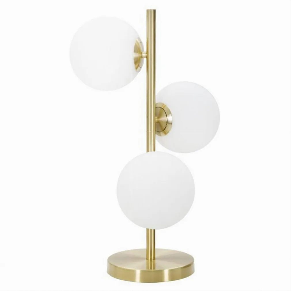 LAMPADA DA TAVOLO G9 MINIMALISTA BRONZO CON 3 SFERE PIANTANA TERRA CON STELO D33